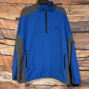 PING Men's Large Blue Gray 1/4 Zip Pullover Jacket Windbreaker Golf Athletic Top